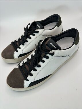 Crime London mens white Deconstructed Lace-up Sneakers size 9 US (42 EU)